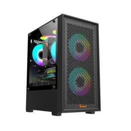 PC POWER DARK FLOW MESH X2 GAMING CASING BK WITH 3 ARGB FAN and 230W PSU