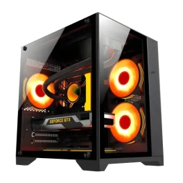 PC POWER ICE CUBE BK M-ATX GAMING CASING WITH 3 ARGB FAN and 350W POWER SUPPLY