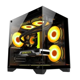 PC POWER OCEAN VIEW BK M-ATX CASING WITH 3 ARGB FAN and 350W PSU