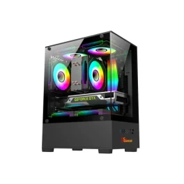 PC Power River View BK M-ATX Gaming Casing With 5 ARGB Fan and 350W PSU