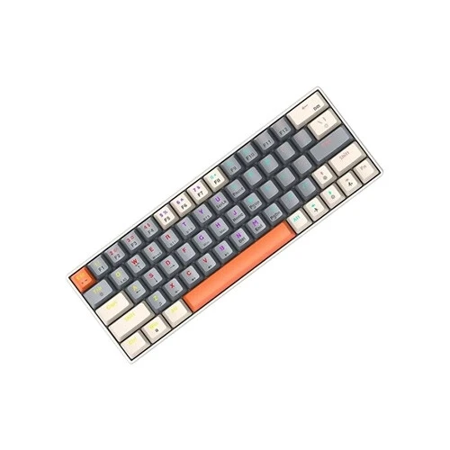 T-WOLF T30 RGB Tri Mode Outemu Green Switch Mechanical Gaming Keyboard (Gray & White) 