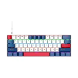 T-Wolf T60 60% Wired RGB Gaming Mechanical Keyboard (White & Blue)