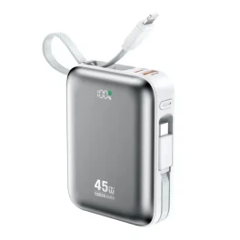 BWOO BO-P77 10000mAh PD45W Power Bank With Built-in USB-C & Lightning Cables
