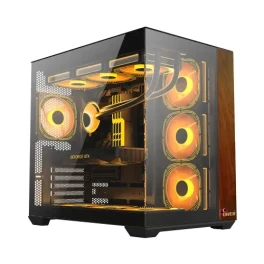  PC POWER DARK WOOD Casing With 7 FANS and 650W PSU 