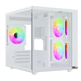  PC POWER ICE CUBE MINI V2 WH Casing With 5 FANS and 650W PSU 